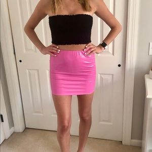 Vinyl pink bubblegum mini skirt
